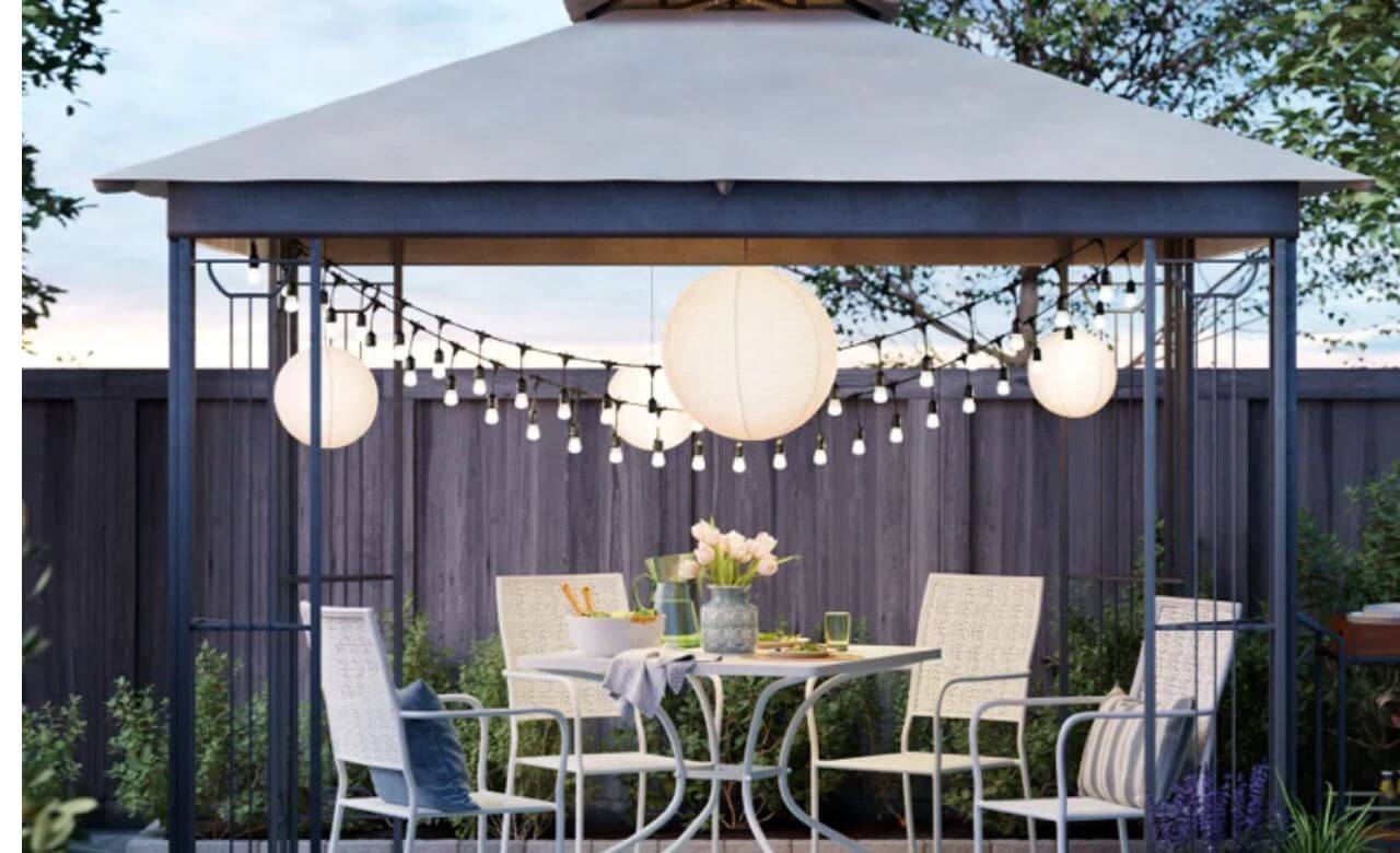 Add Some Lights idea for Backyard Gazebo Decorating