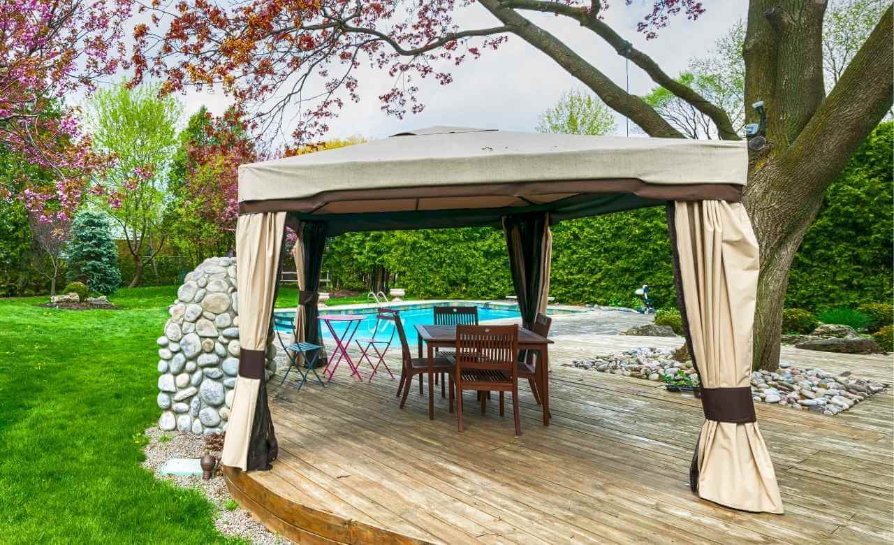 Curtains idea for Backyard Gazebo Decorating