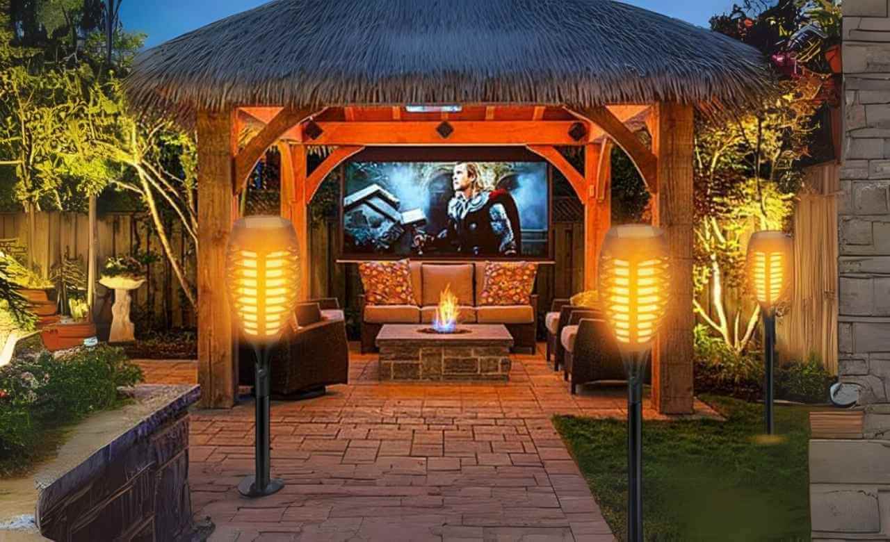 Solar-Powered Stake Lights Gazebo Lighting Ideas