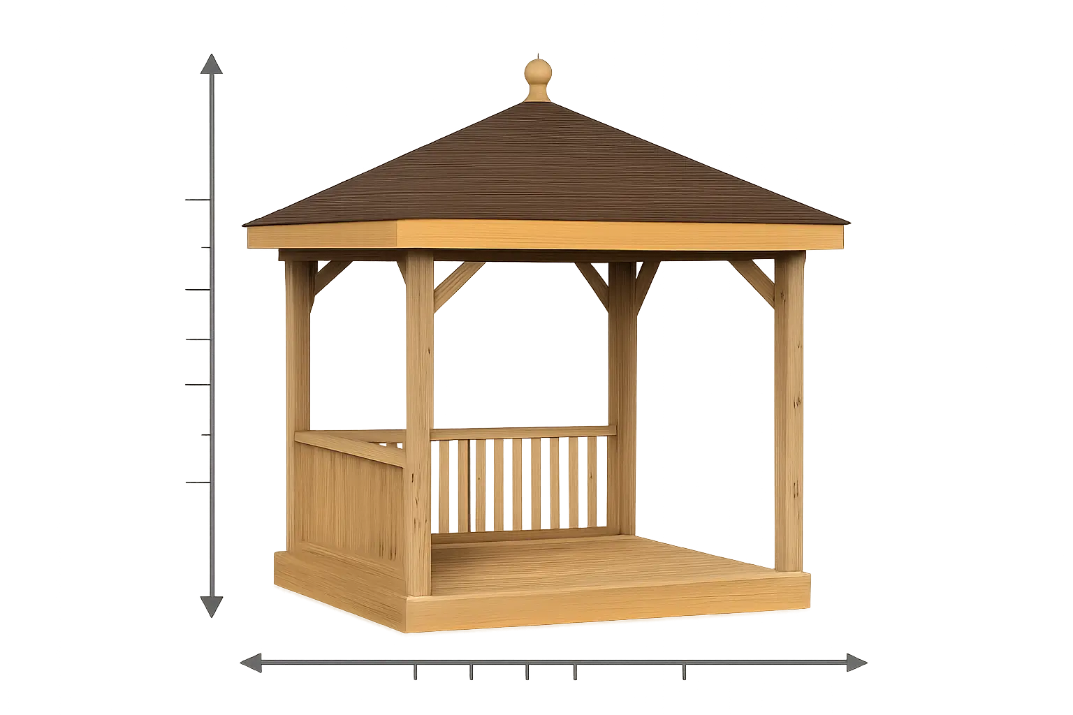 Gazebo Size Calculator illustration with a gazebo in a garden