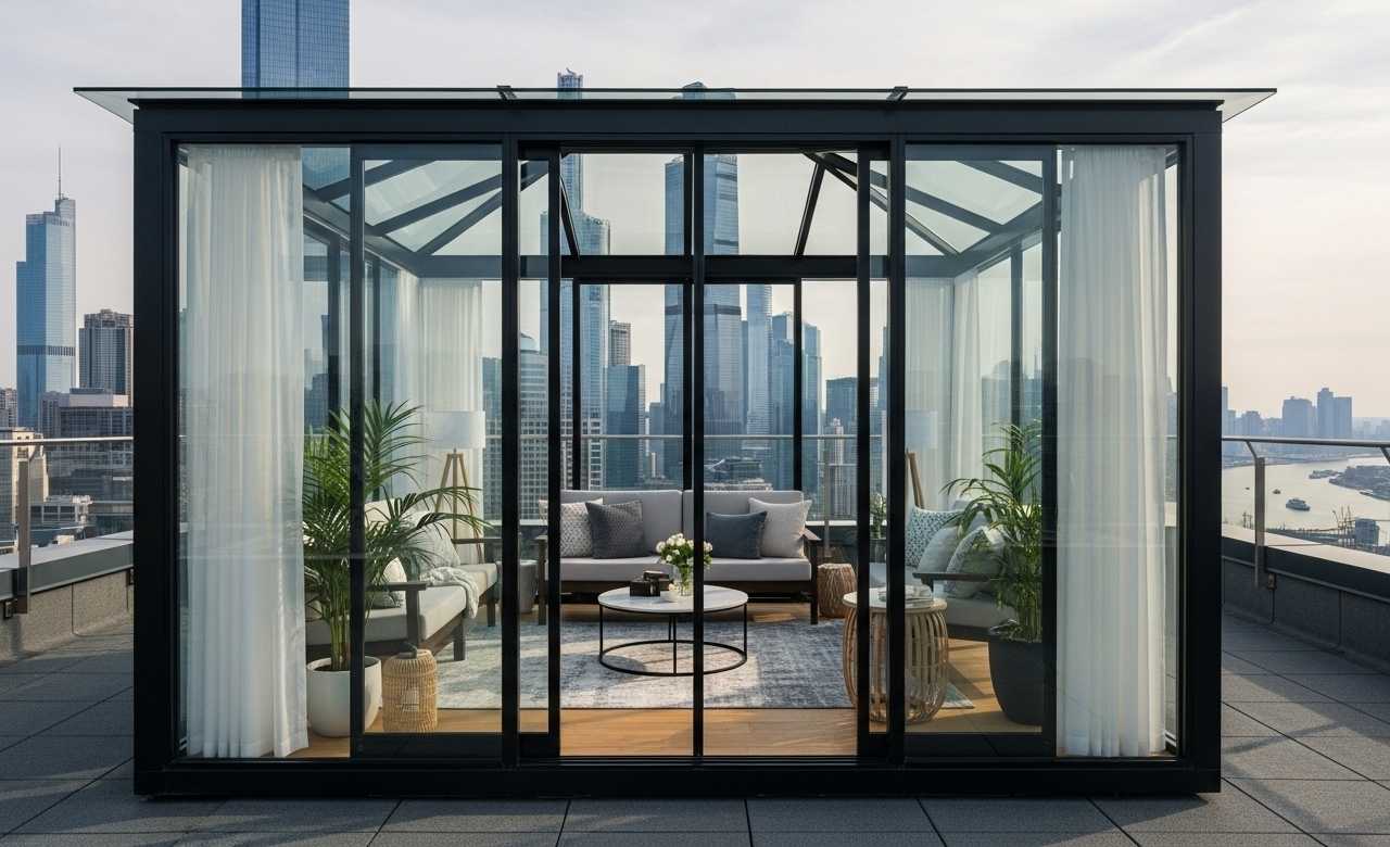 Glass-Enclosed Rooftop Gazebo Design Ideas