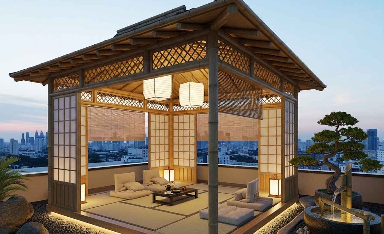 Japanese-Inspired Rooftop Gazebo Design Ideas