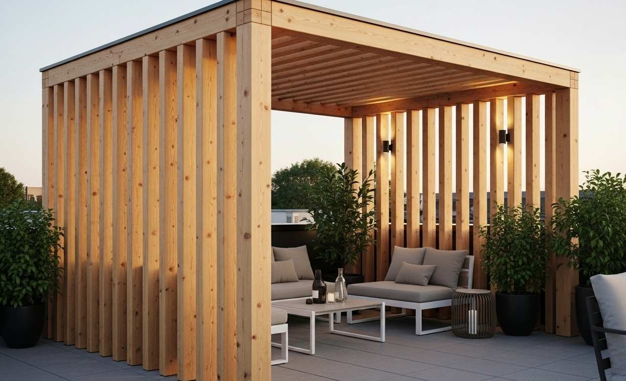 Minimalist Wooden Gazebo Rooftop Gazebo Design Ideas