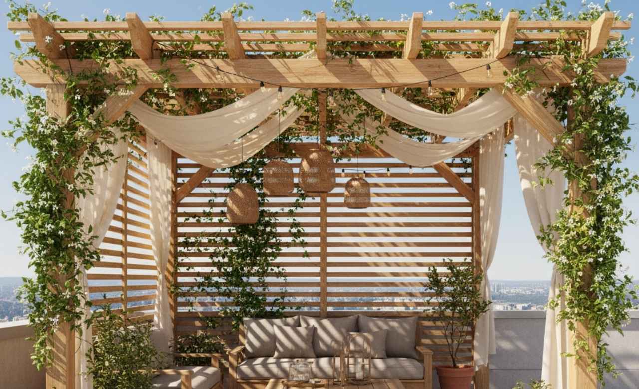 Pergola-Style Gazebo Rooftop Gazebo Design Ideas
