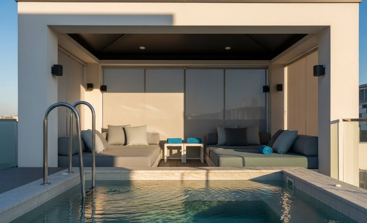 Poolside Gazebo Rooftop Design Ideas