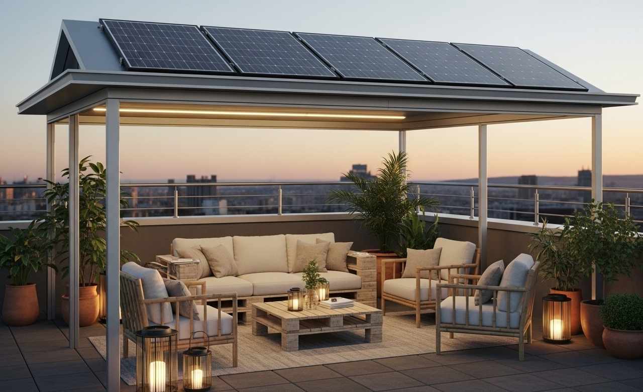 Solar-Powered Rooftop Gazebo Design Ideas